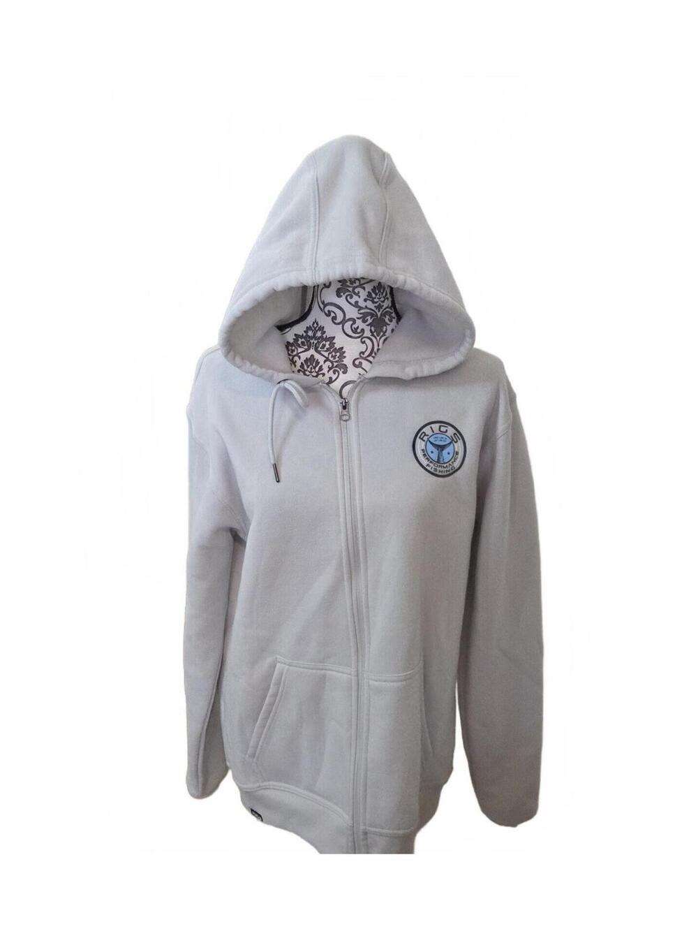 RIGS Light Gray Zip-Up Hoodie with Hood and Front Pockets